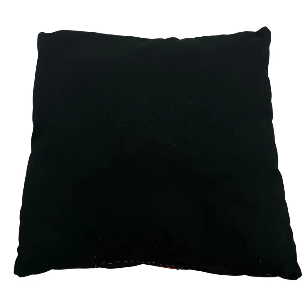 Handmade Pieced Pillow Black with Multicolor Peppers‎ 12